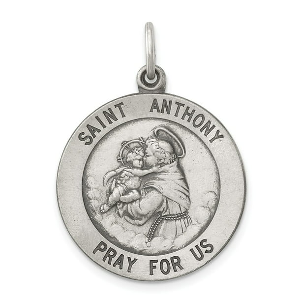 Diamond2Deal 925 Sterling Silver Antiqued Saint Anthony Medal Pendant 